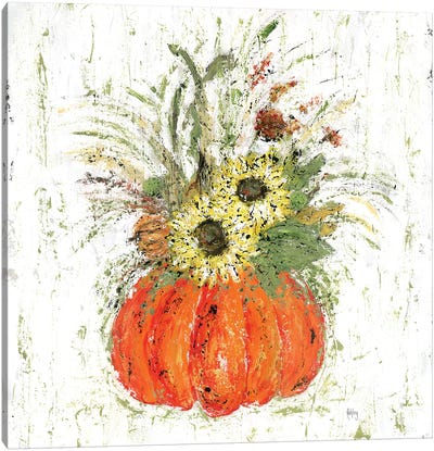 Fall Floral Canvas Art Print - Pumpkins