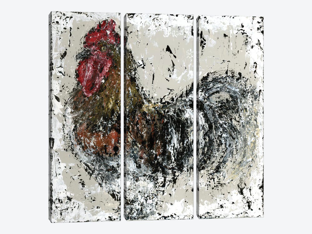 Farmhouse Rooster by Ashley Bradley 3-piece Canvas Wall Art