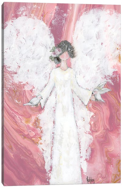 Peace Angel Canvas Art Print - Dove & Pigeon Art