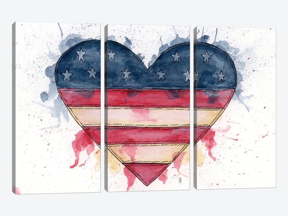 Americana Heart by Ashley Bradley 3-piece Art Print