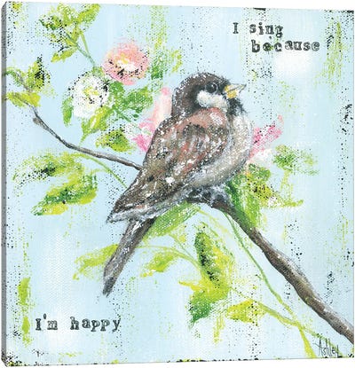 Eye On Sparrow Canvas Art Print - Sparrows