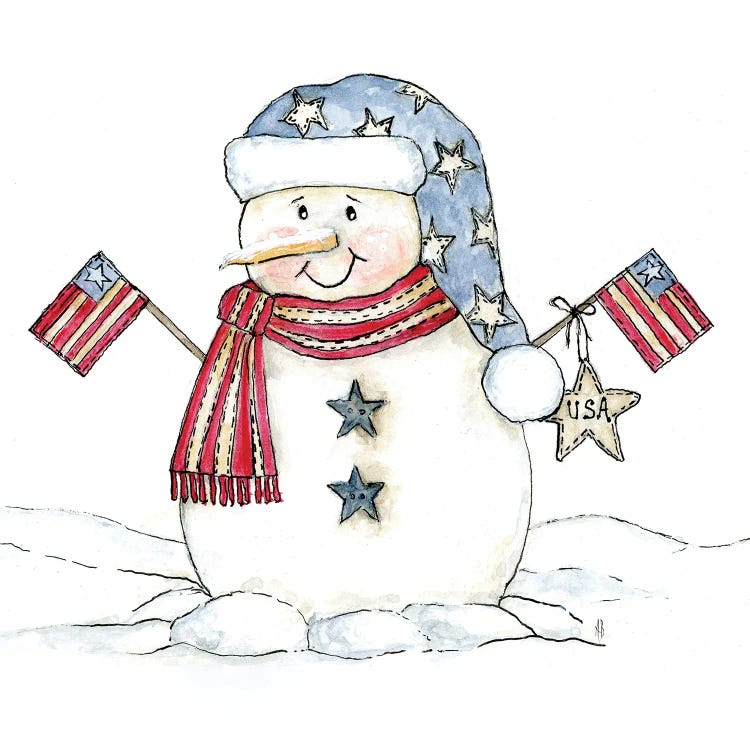 Patriotic Snowman by Ashley Bradley wall art