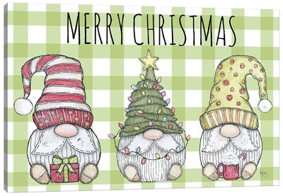 Merry Christmas Gnomes Canvas Art Print - Christmas Gnome Art