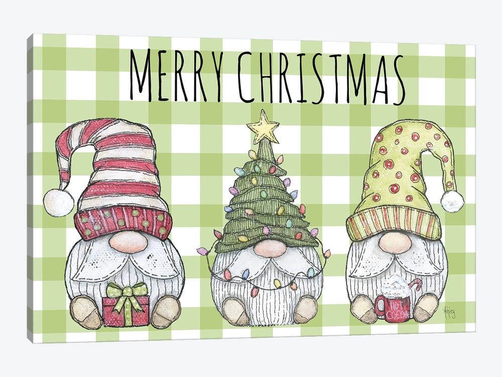 Merry Christmas Gnomes by Ashley Bradley 1-piece Canvas Wall Art