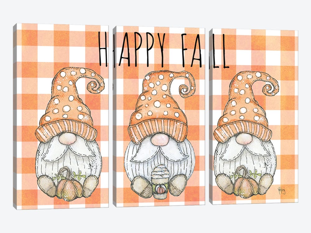 Happy Fall Gnomes by Ashley Bradley 3-piece Art Print