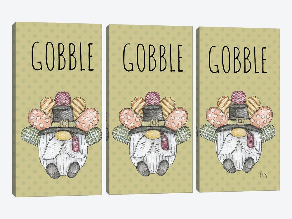 Gobble Gobble Gobble by Ashley Bradley 3-piece Canvas Print