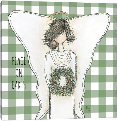 Peace On Earth Angel Canvas Art Print - Farmhouse Christmas Décor