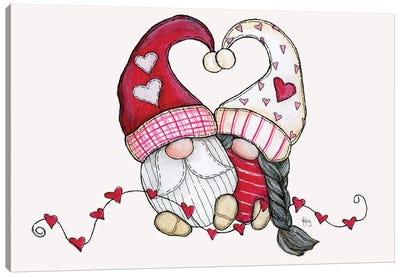 Valentines Gnomes Canvas Art Print - Ashley Bradley