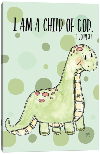 Dinosaur I Canvas Art Print - Polka Dot Patterns