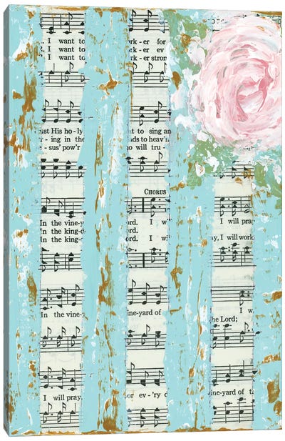 Floral Hymnal Flag Canvas Art Print - Musical Notes Art
