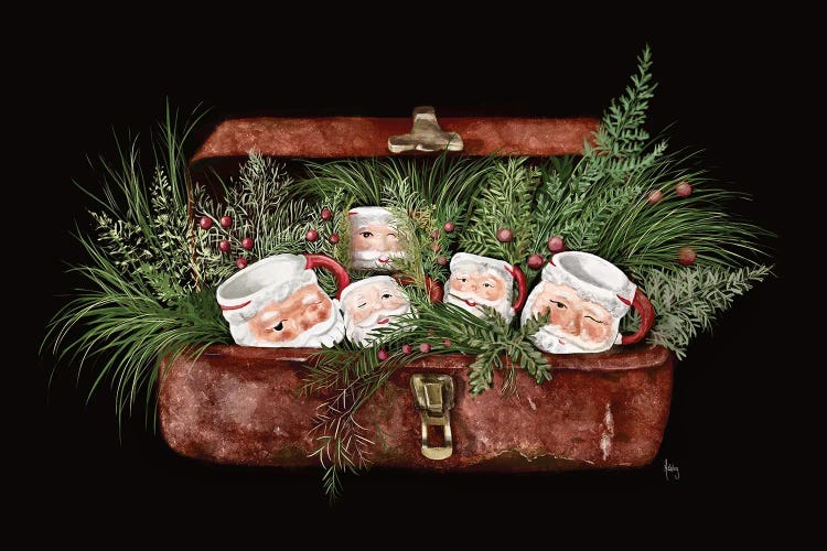 Vintage Santa Mugs by Ashley Bradley wall art
