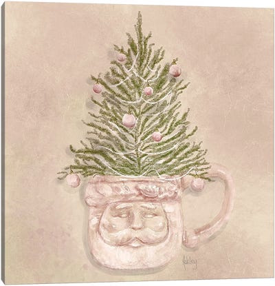 Pink Cup Of Cheer Canvas Art Print - Farmhouse Christmas Décor