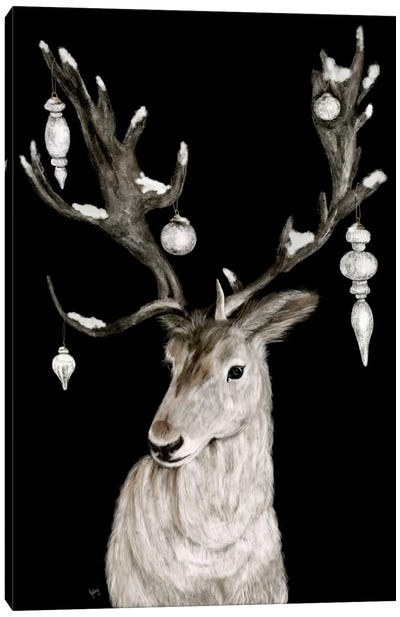 Merry Christmas Deer Canvas Art Print - Large Christmas Art