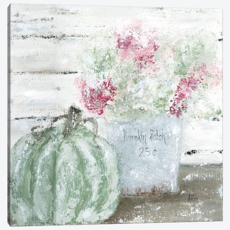 Green Pumpkin Floral Canvas Print #ASB22} by Ashley Bradley Canvas Artwork