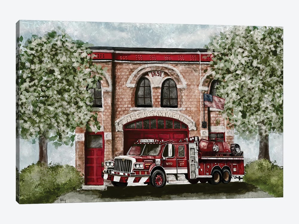 Vintage Fire Truck by Ashley Bradley 1-piece Canvas Artwork
