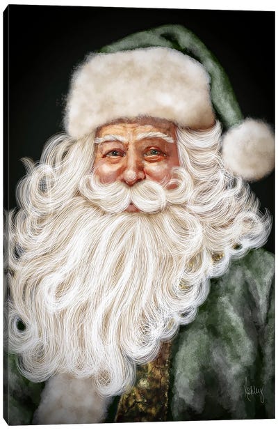 Green Santa Canvas Art Print - Santa Claus Art
