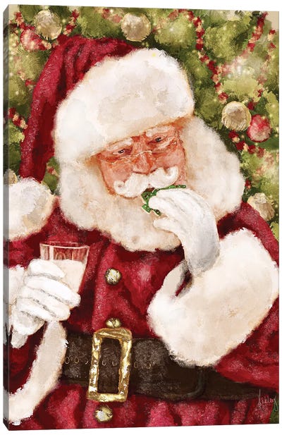 Cookies With Santa Canvas Art Print - Santa Claus Art