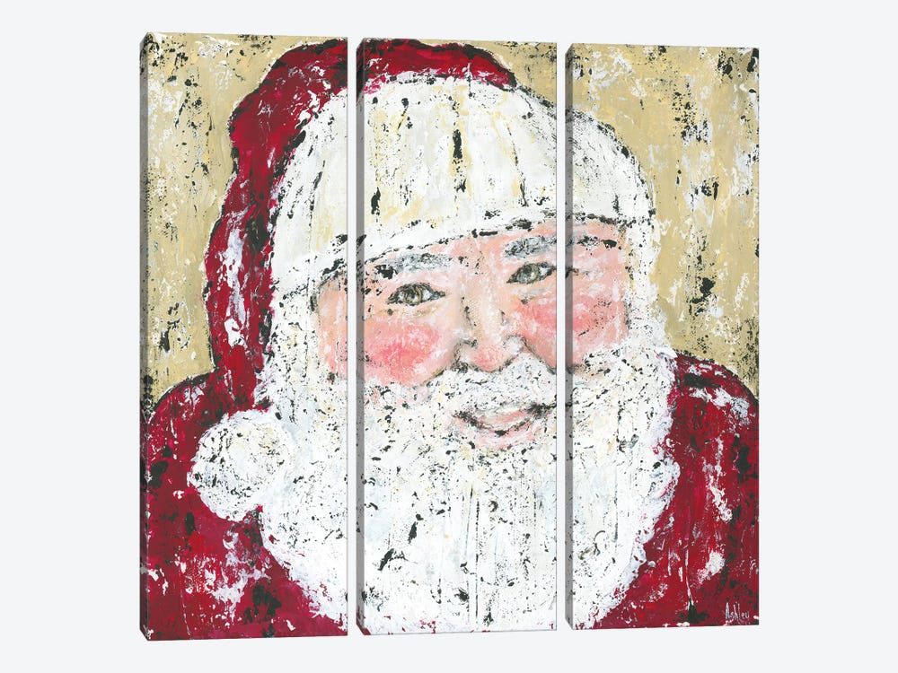 Jolly Santa by Ashley Bradley 3-piece Canvas Artwork