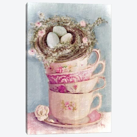 Spring Teacups Canvas Print #ASB260} by Ashley Bradley Canvas Art Print