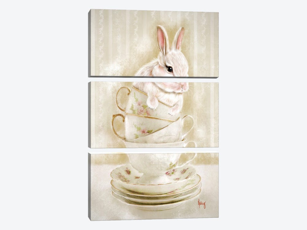 Bunny Cups by Ashley Bradley 3-piece Canvas Artwork