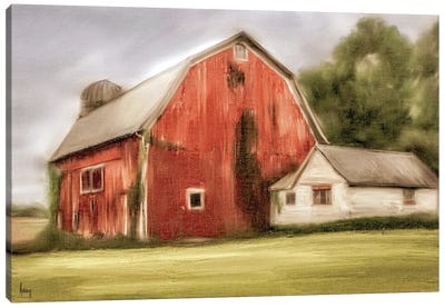 Old Red Barn Canvas Art Print - Barns
