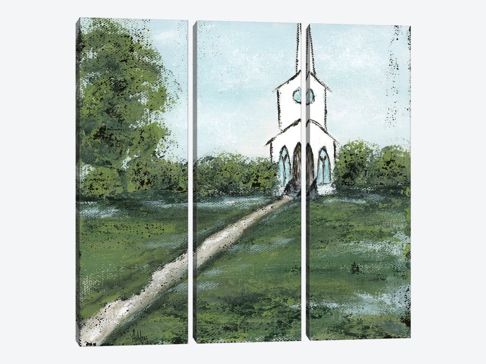 Little Country Church by Ashley Bradley 3-piece Canvas Print