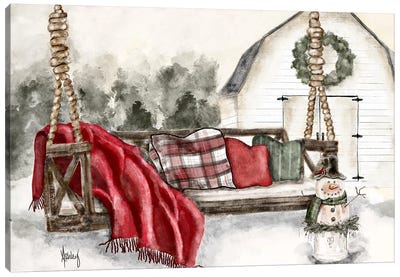 Winter Porch Swing Canvas Art Print - Ashley Bradley