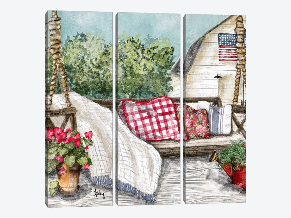 Summer Porch Swing by Ashley Bradley 3-piece Art Print