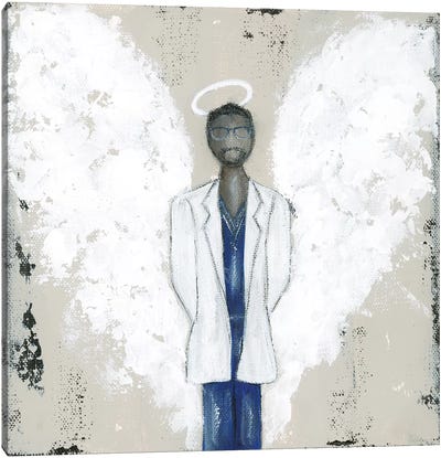 African American Doctor Angel Canvas Art Print - Doctor Art