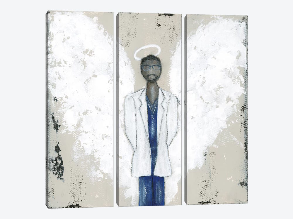 African American Doctor Angel by Ashley Bradley 3-piece Canvas Artwork