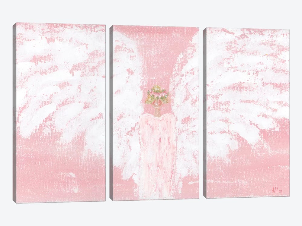Pink Angel Wide by Ashley Bradley 3-piece Canvas Art Print