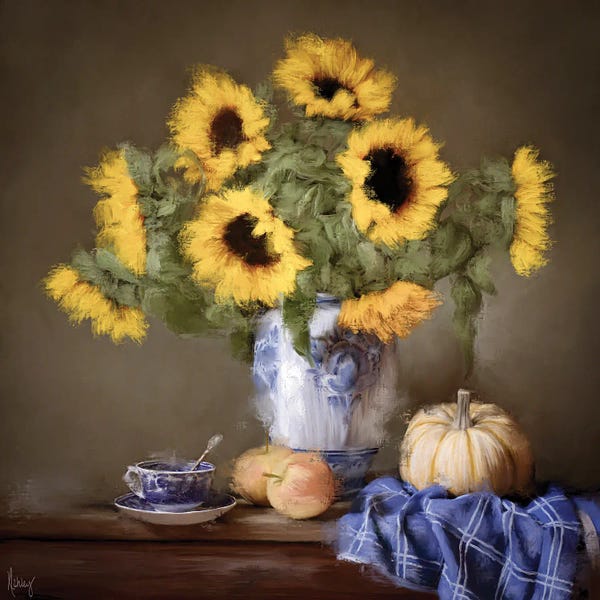 Charming Blue: Sunflowers And Coffee by Ashley Bradley
