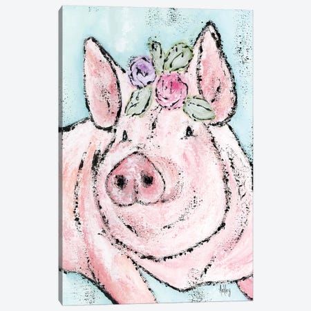 Pink Pig Canvas Print #ASB34} by Ashley Bradley Canvas Wall Art