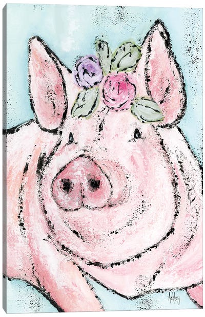 Pink Pig Canvas Art Print - Ashley Bradley