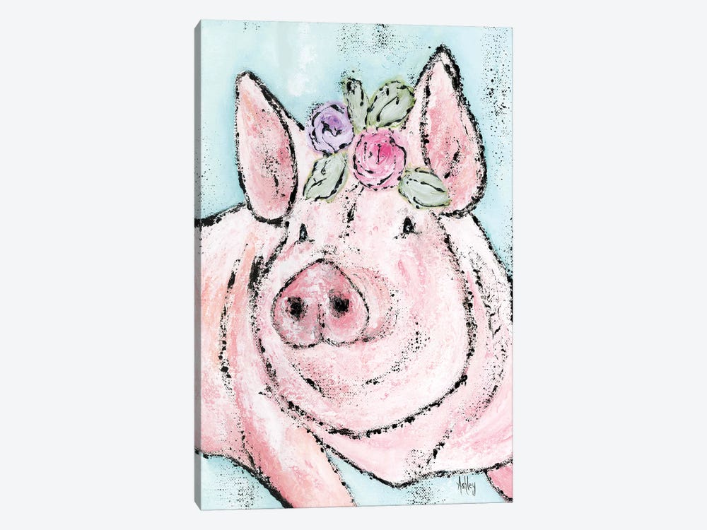 Pink Pig by Ashley Bradley 1-piece Canvas Wall Art