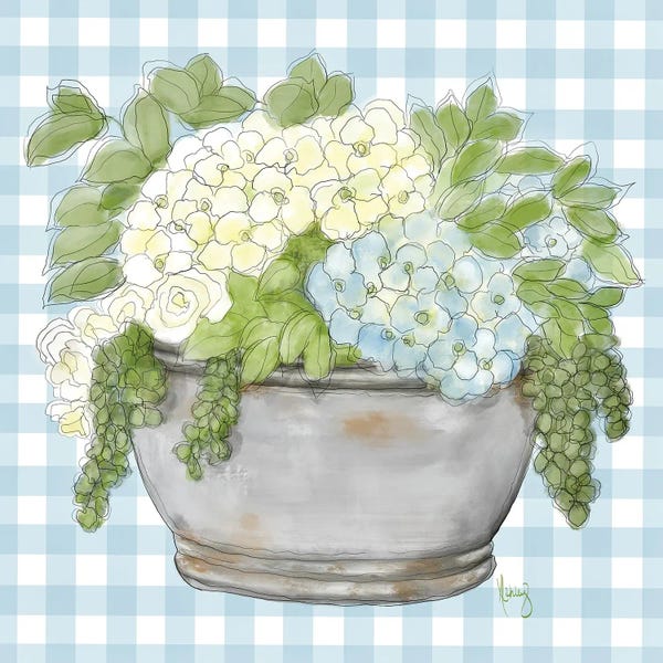 Gingham: Spring Hydrangeas by Ashley Bradley