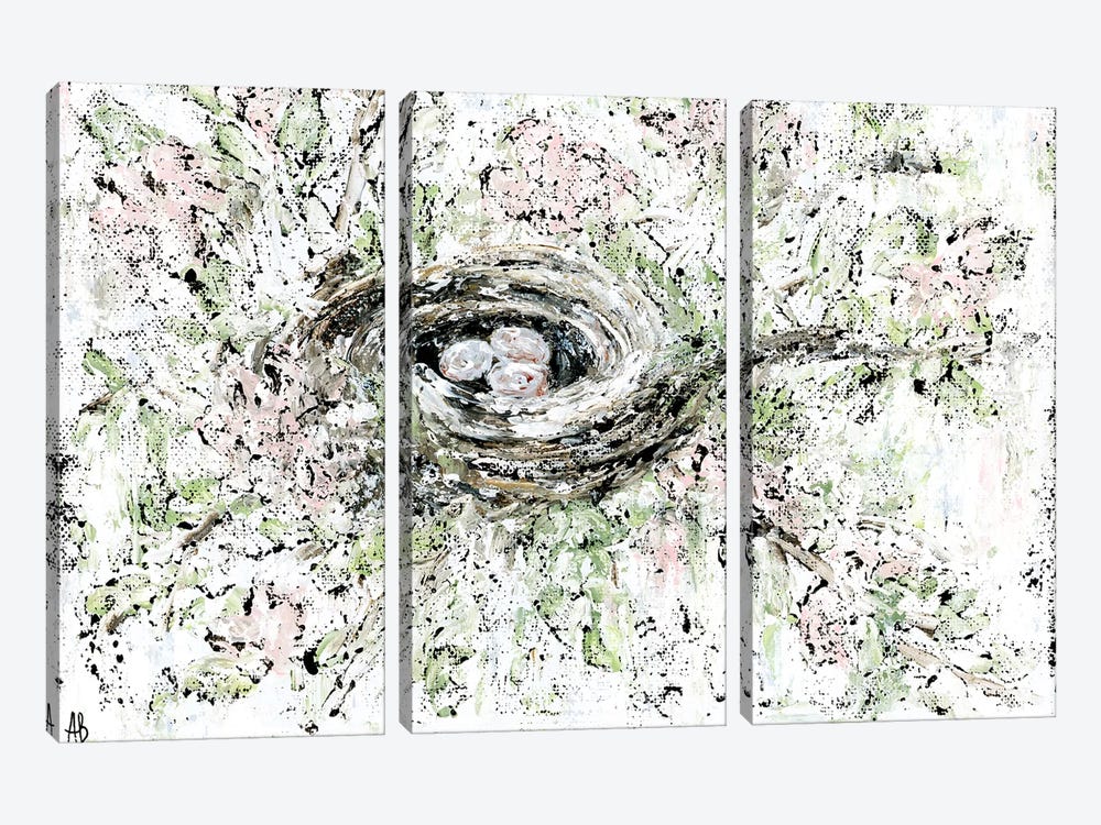 Spring Bird Nest by Ashley Bradley 3-piece Canvas Artwork