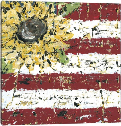Sunflower Flag Canvas Art Print - American Décor