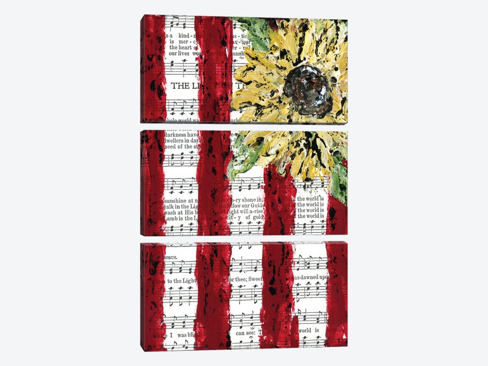 Sunflower Hymnal Flag by Ashley Bradley 3-piece Canvas Artwork