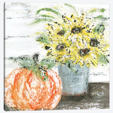 Sunflowers Pumpkin Canvas Print #ASB39} by Ashley Bradley Canvas Art Print