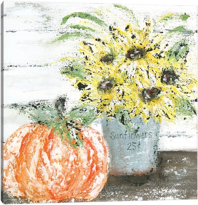 Sunflowers Pumpkin Canvas Art Print - Ashley Bradley