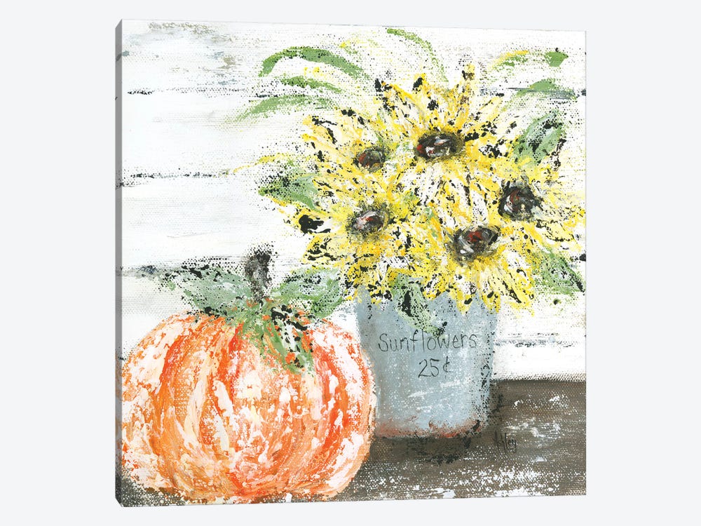 Sunflowers Pumpkin by Ashley Bradley 1-piece Canvas Print