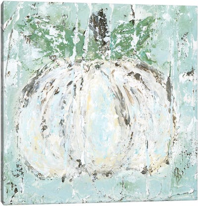 White Pumpkin Canvas Art Print - Thanksgiving Art
