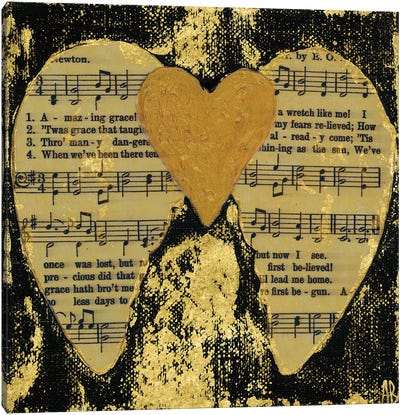 Amazing Grace Black Canvas Art Print - Musical Notes Art