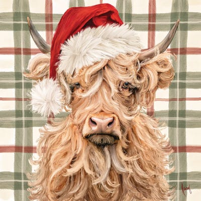 Canvas Art Prints: Christmas Highland Cow by Ashley Bradley