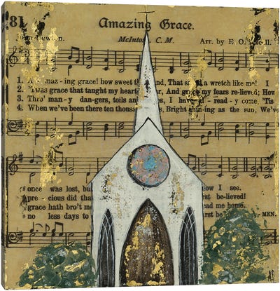Amazing Grace Chapel Canvas Art Print - Musical Notes Art
