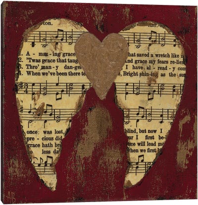 Amazing Grace Red Bronze Canvas Art Print - Musical Notes Art