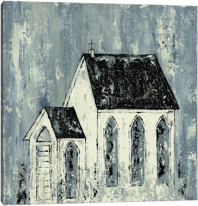 Blue Church Canvas Art Print - Christian Art