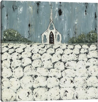Church Cotton Fields Canvas Art Print - Cotton Art
