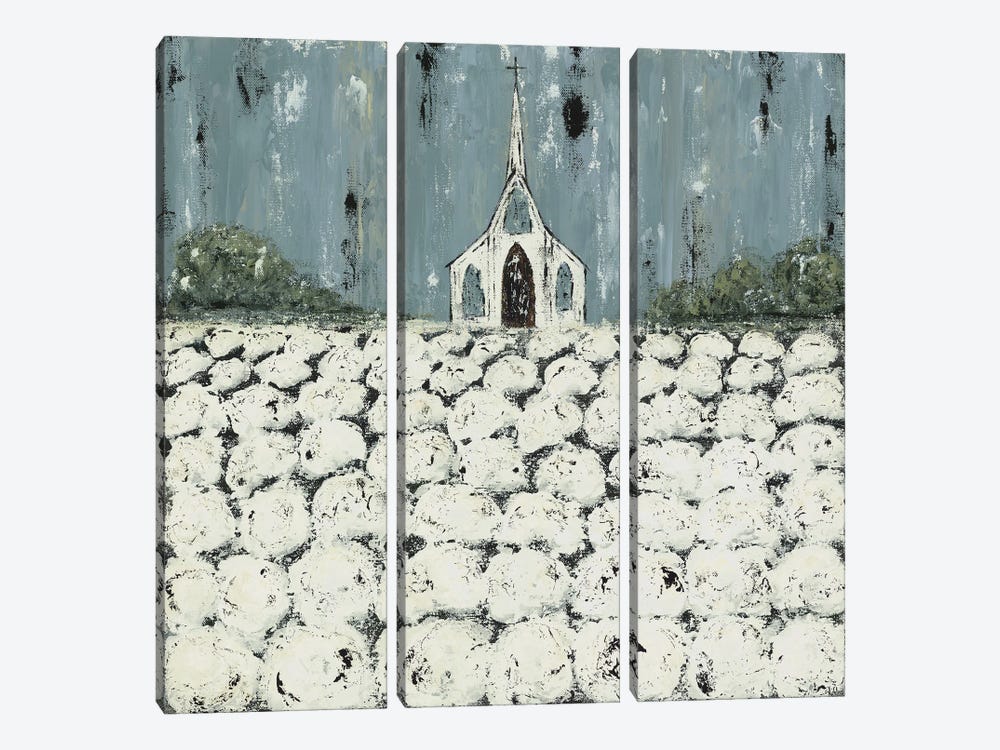 Church Cotton Fields by Ashley Bradley 3-piece Canvas Artwork